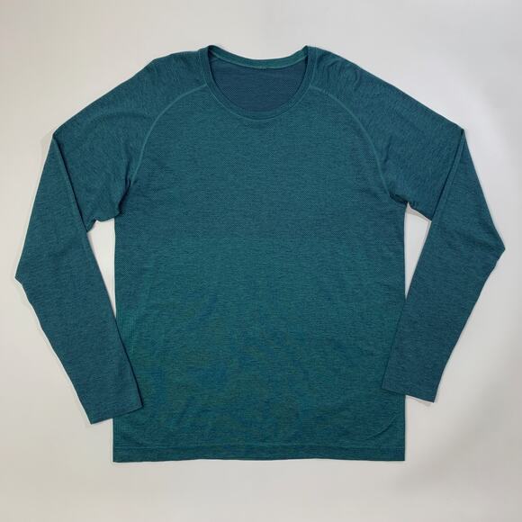 Lululemon Shirt Mens XL Extra Large Teal Blue Long Sleeve Activewear Workout Gym - Picture 2 of 13